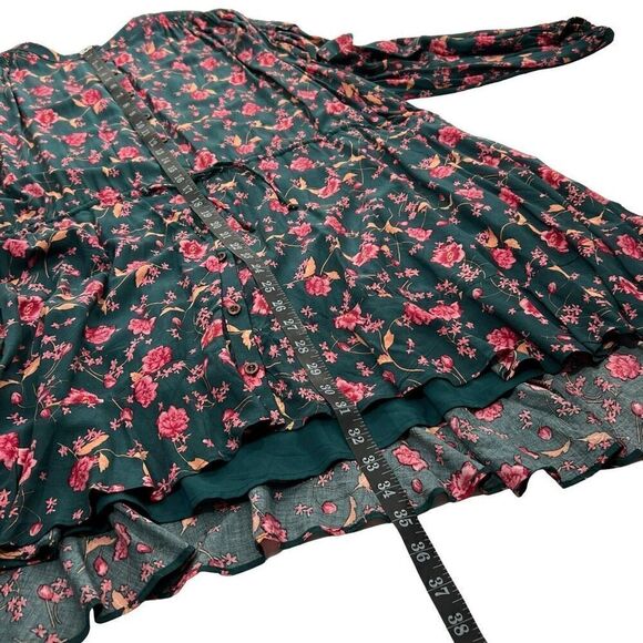 Free People NWT Women's Emerald Combo Button Front Long Sleeve Dress Size Medium - Picture 8 of 10